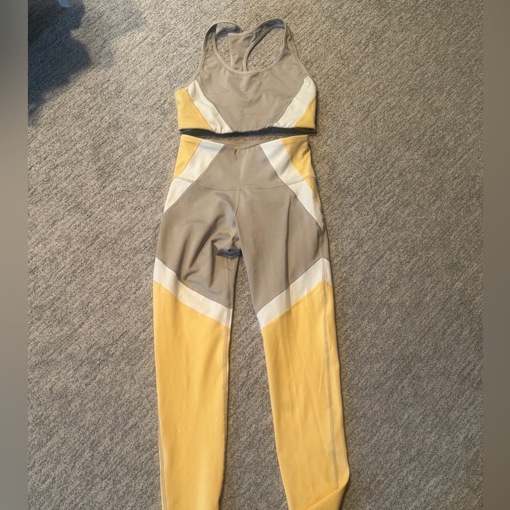 Gray and Yellow Women's Workout Set